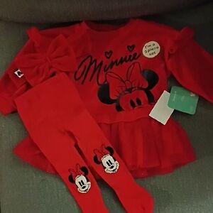 Red Minnie Mouse 3 Piece Outfit Set